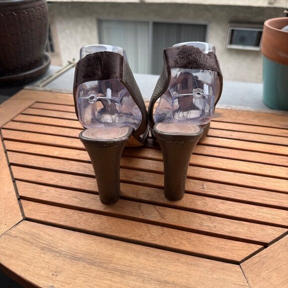 Chloé Brown Leather Peep-Toe Heeled Sandals Size 41 - Picture 5 of 9